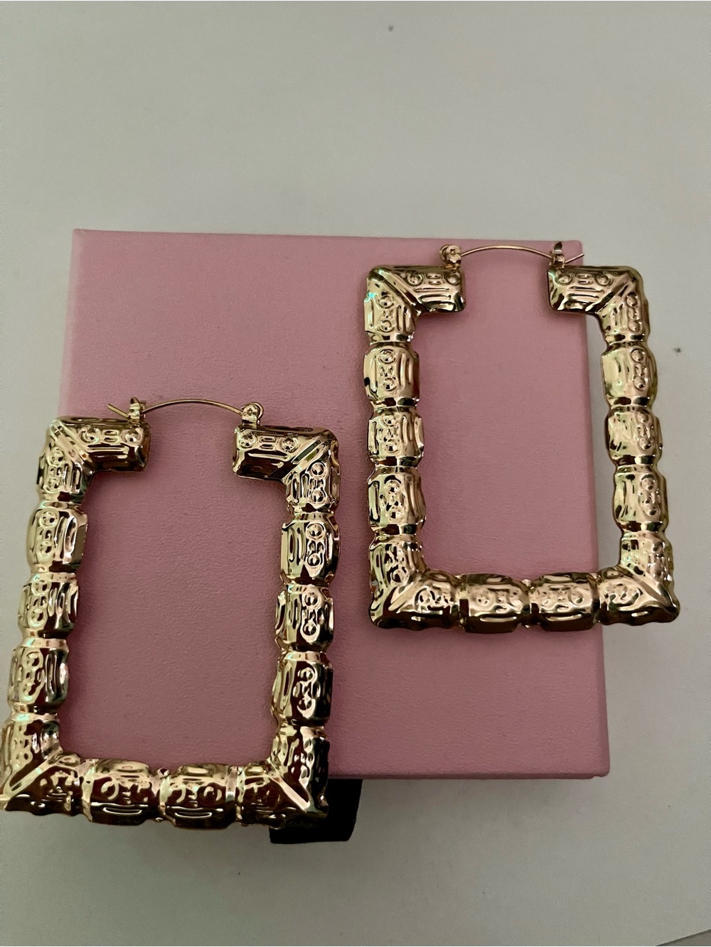 Textured Gold Square Hoop Earrings for Women